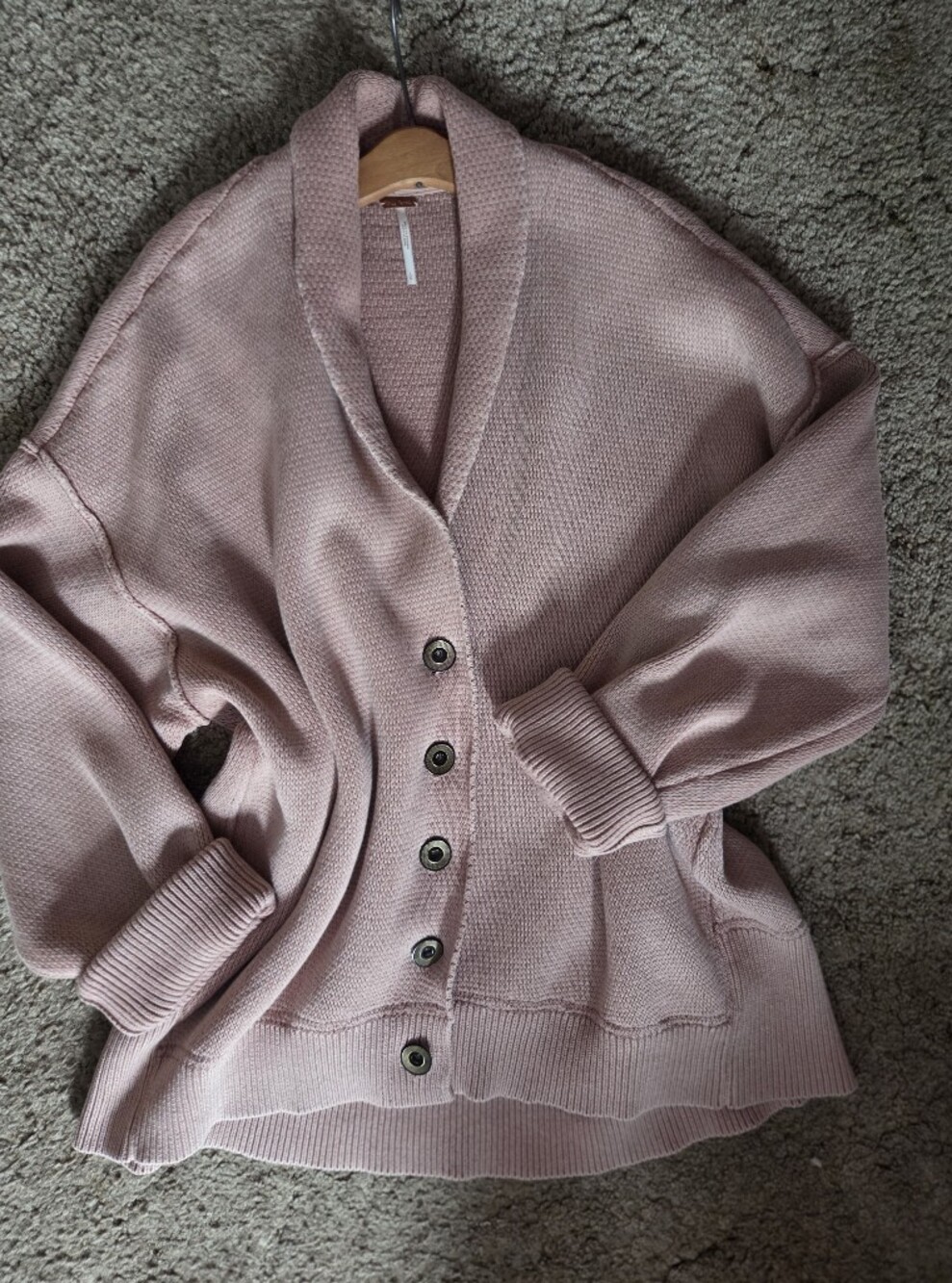 Free People Dusty Rose Chunky Button Cardigan